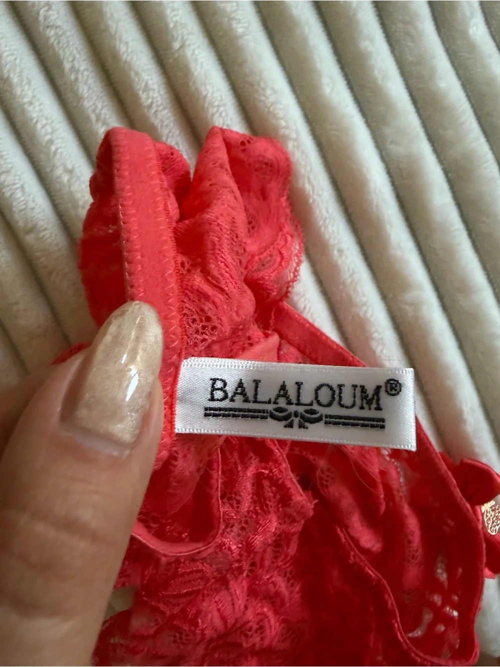 Coral Lace Push-Up Bra and Matching Bikini Panty Set